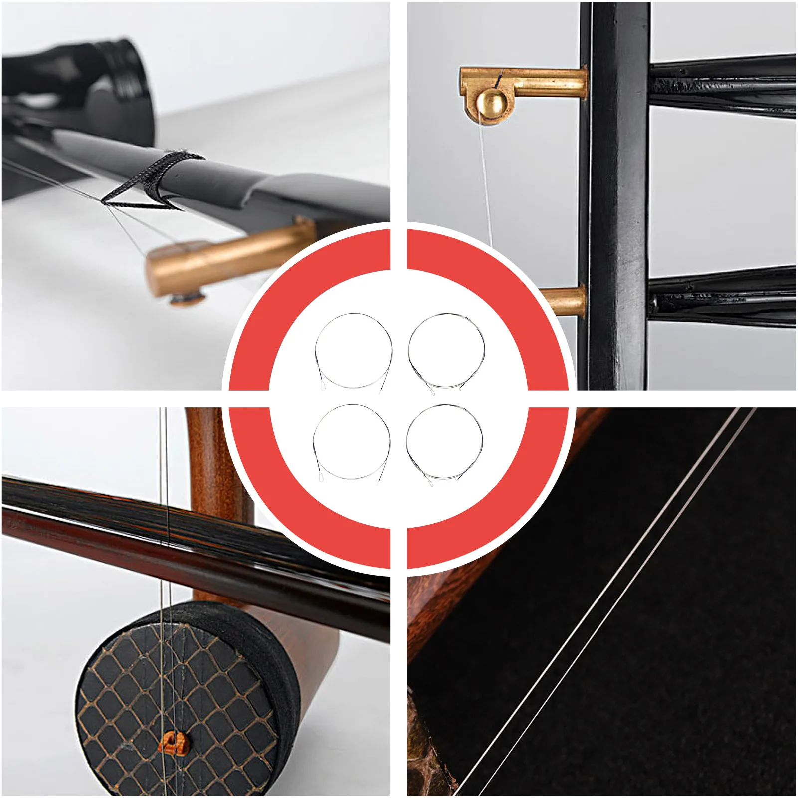 

4 Pcs Erhu String Set Bundle Professional Classical Strings Full Resonance Musical Instruments Metal