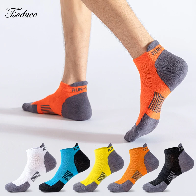 Summer Sports Running Socks Thin Cotton Breathable Mesh Sweat-absorbing Fitness Seamless Toe Y Shape Heel Low Cut Men Boat Socks