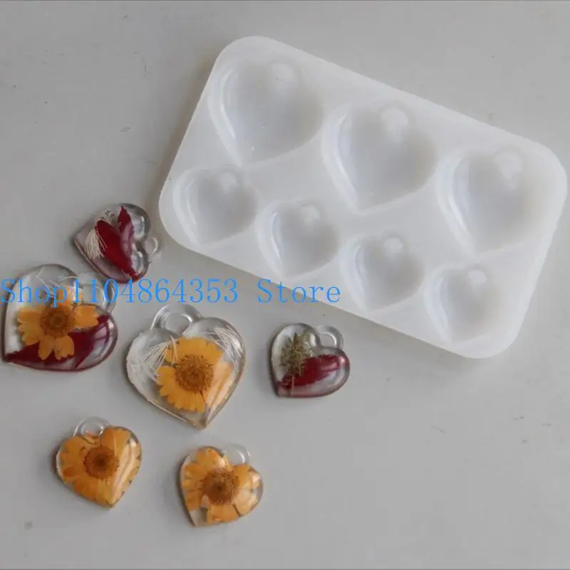 

652F High Transparency Silicone Mould for Crafting 3D Heart Pendants Decoration for Valentines Day Creation