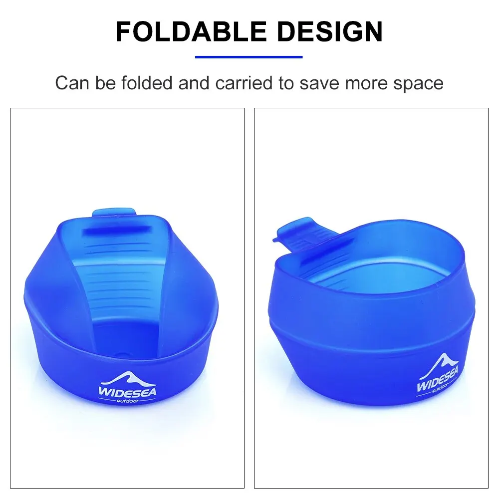 Widesea Camping 250ml Soft Folding Cup Tableware Cookware Portable Handle Outdoor Pocket Bowl Tourism Mug Hiking Backpacking TPE