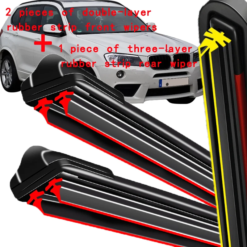 

For BMW X3 F25 2010-2017 2011 2012 2013 2014 Wiper Front & Rear Wiper Blades Windshield Windscreen Window Brushes 26"+20"+13"