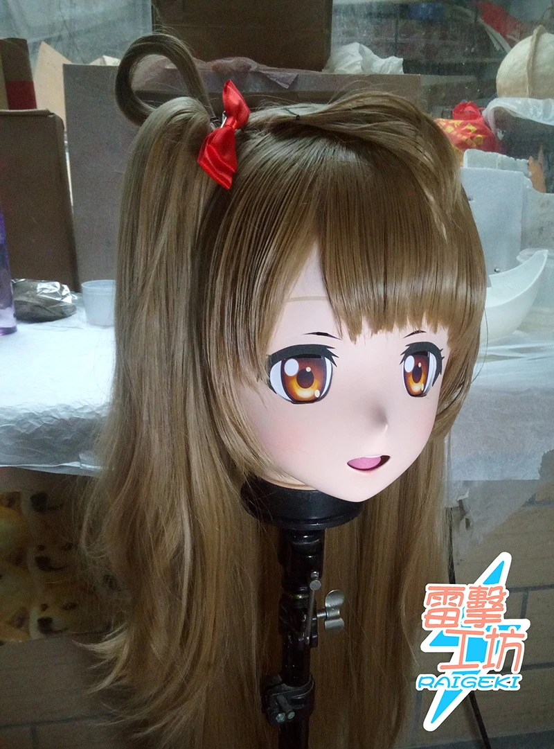 (LJ-128) Customize Character Female/Girl Resin Kig Full Head With Lock Anime Cosplay Japanese Anime Kigurumi Mask