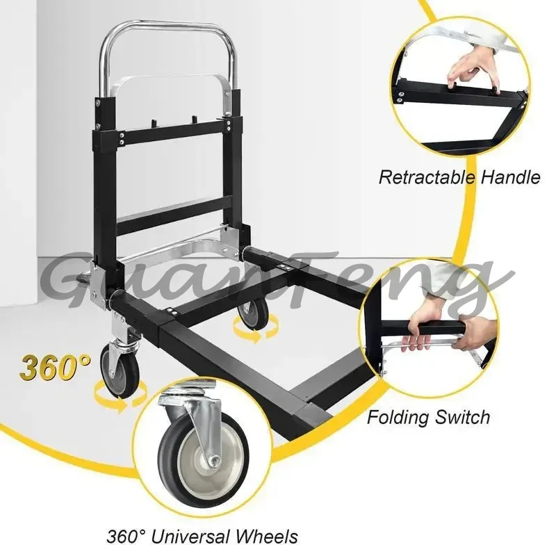 Portable foldable retractable trolley