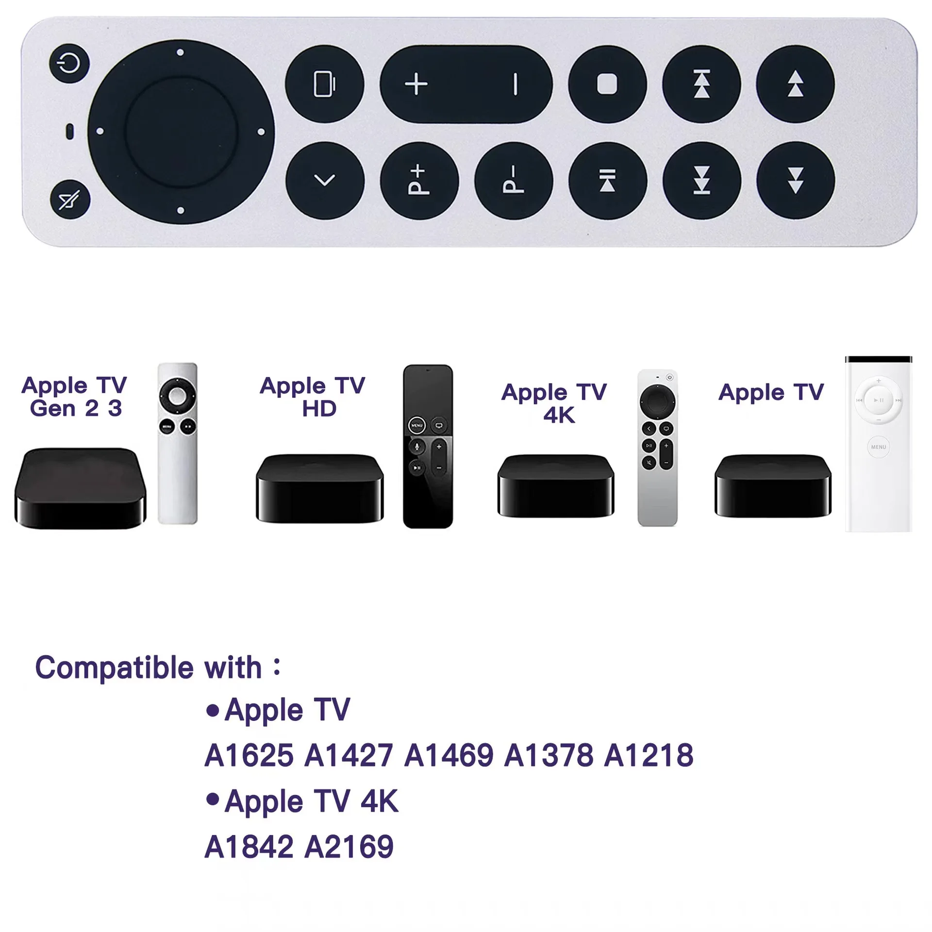 New Replacement Ap-le TV Remote Control for A-ple tv remote 4K Gen 1 2 3 4 HD A2169 A1842 A1625 A1427 A1469 A1378 A1218 with pow