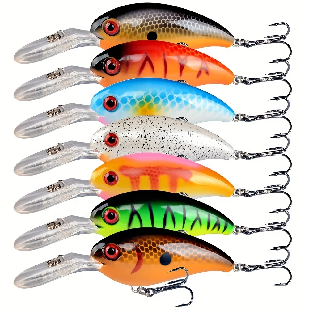 7pcs Crankbait Fishing Lures - 10cm/3.94inch, 14g, Treble , Bionic Hard Baits for Jerkbait Wobbler Fishing