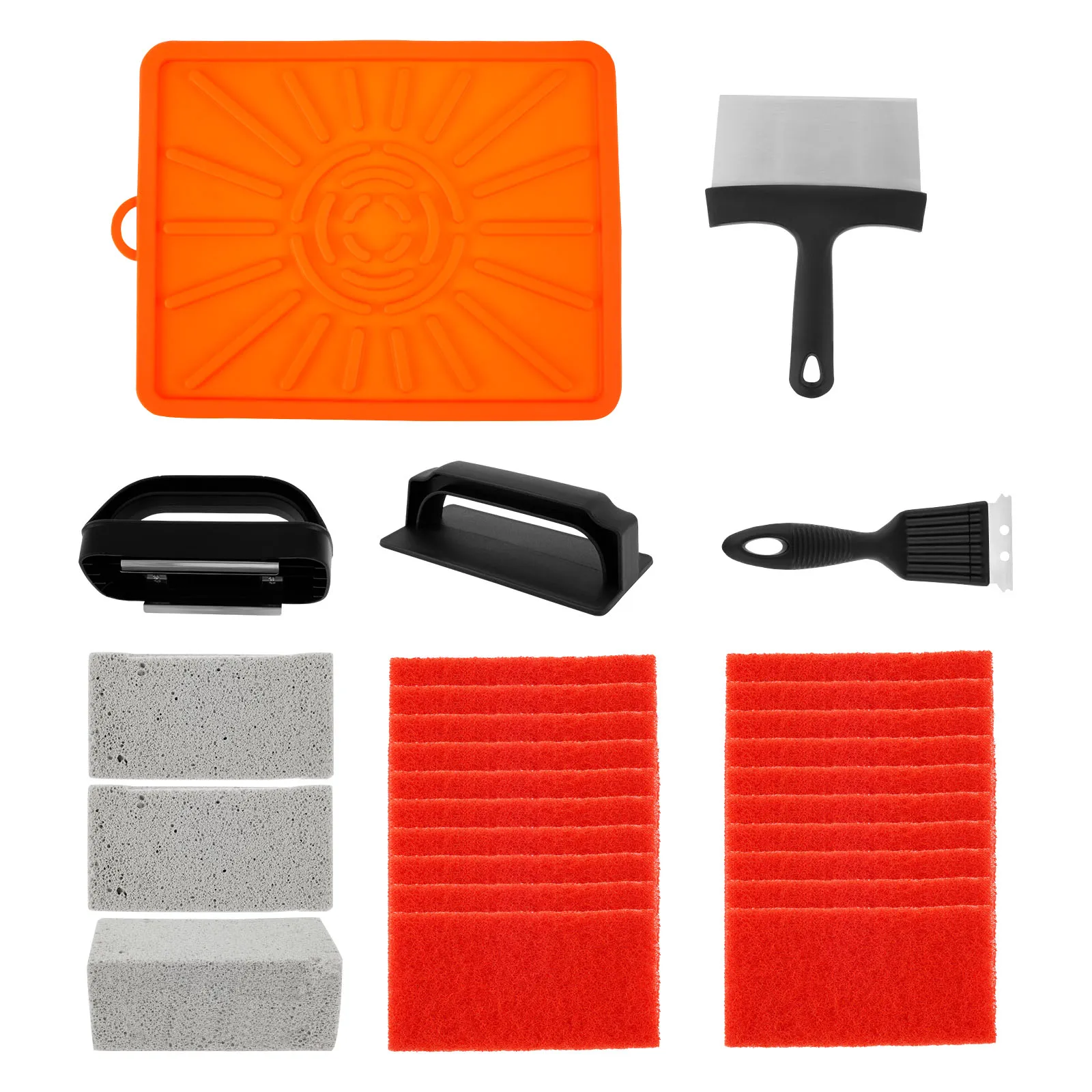 

28Pcs Griddle Cleaning Kit Efficient Grill Cleaner Tool Set Portable Grill Cleaning Kit Grill Brick Cleaning Kit with Silicone