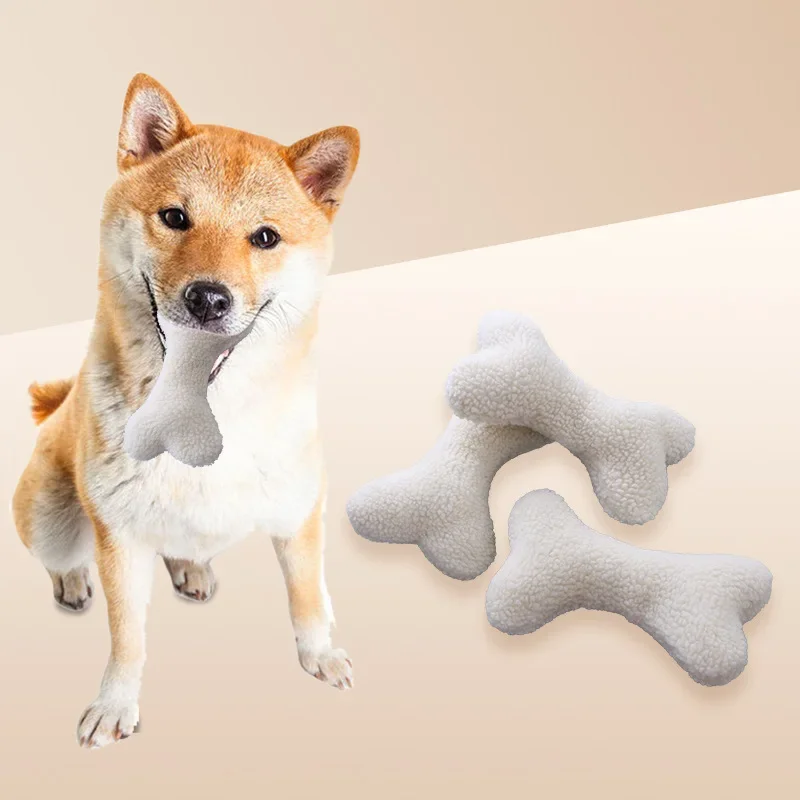 

Bone Shaped Sound Making Dog Toy Lamb Fur Resistant To Biting Dog Toy Unable To Bite Pet Toy