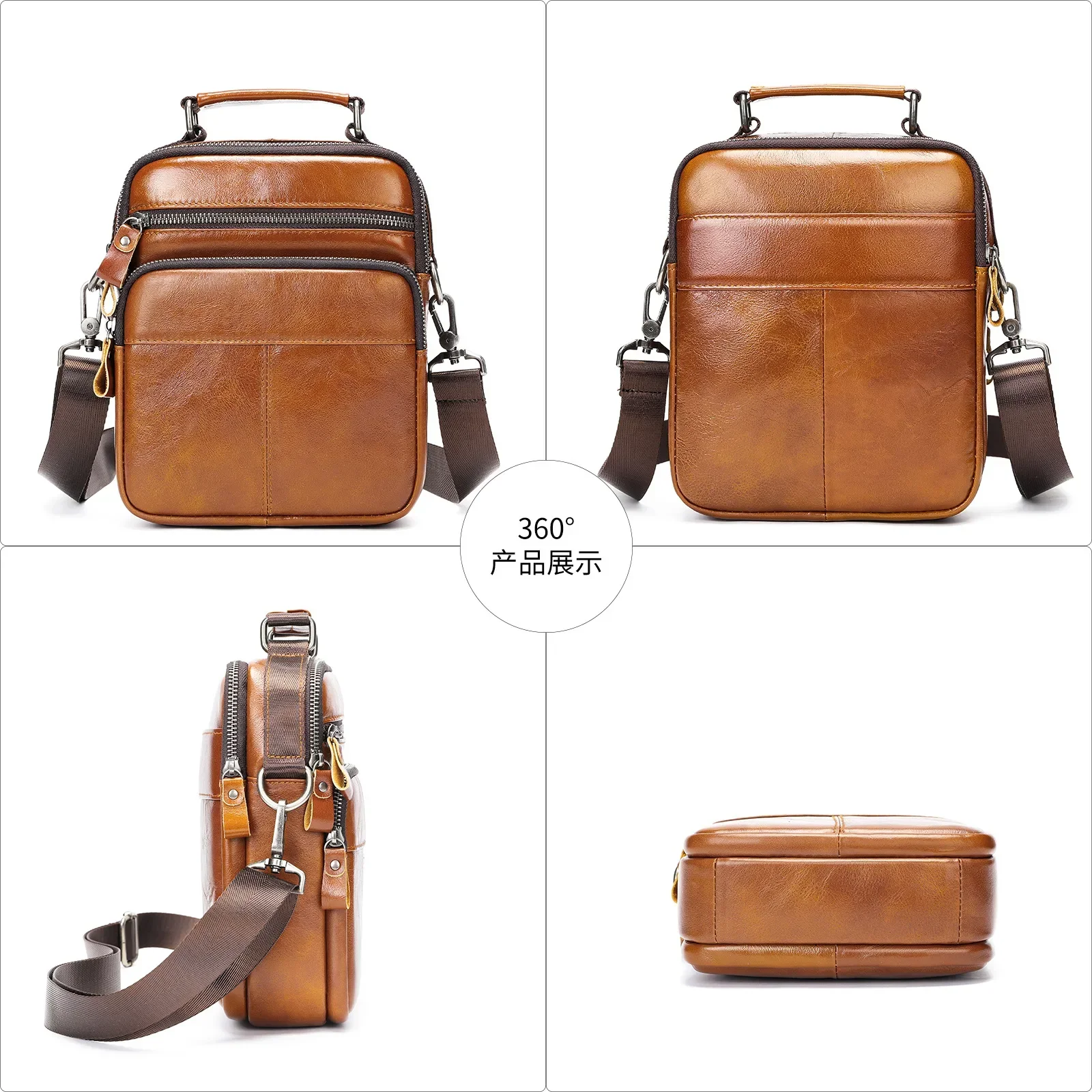 New hot selling high-quality large capacity crossbody bagfashionable leather men's single shoulder trendy hand-held business bag