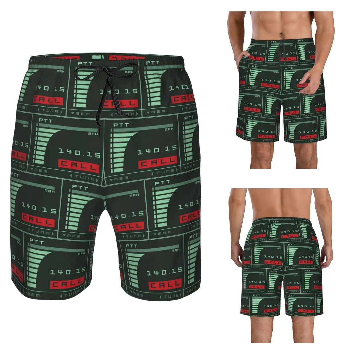 Metal Gear Solid Codec Screen Inspired By Kojima's MGS Trunks Beach Board Shorts Casual Quick Dry Swim Summer Men Pants
