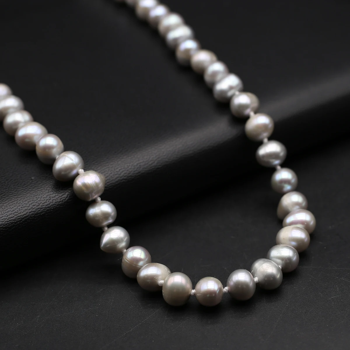 Silvercolor Gray Natural Freshwater Pearl Necklace Fashion Jewelry Making Design Gift For Girl Women Hand Made Ornament  45CM