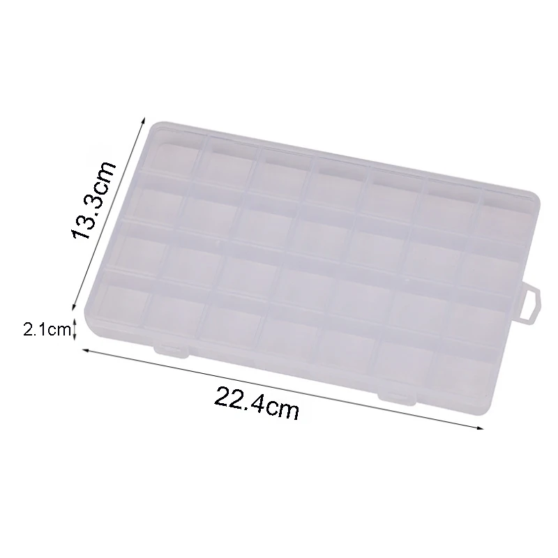 Caja de plástico rectangular para joyería, organizador de 28 rejillas con compartimentos para almacenamiento de joyas, pendientes, cuentas,