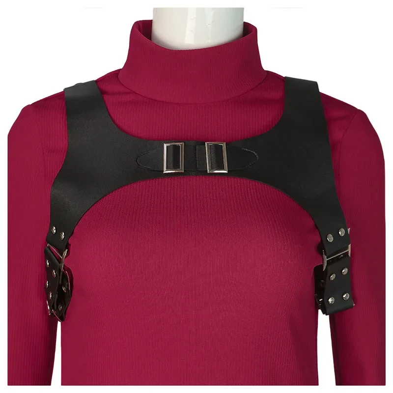 Movie Ada Wong Cosplay Costume Adult Women Girls Red Dress Socks Suit Halloween Outfit Uniform Party Performance