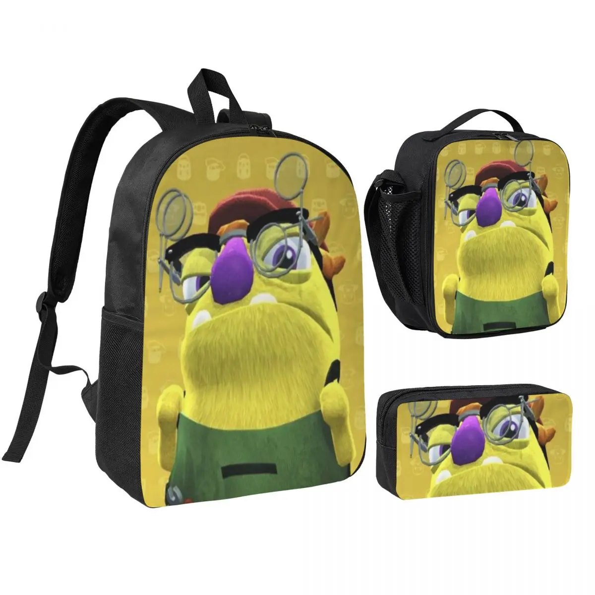 Bugsnax Backpack Lunch Box Pen Bags for Boys Girls Backpacks School bag Bookbag Set