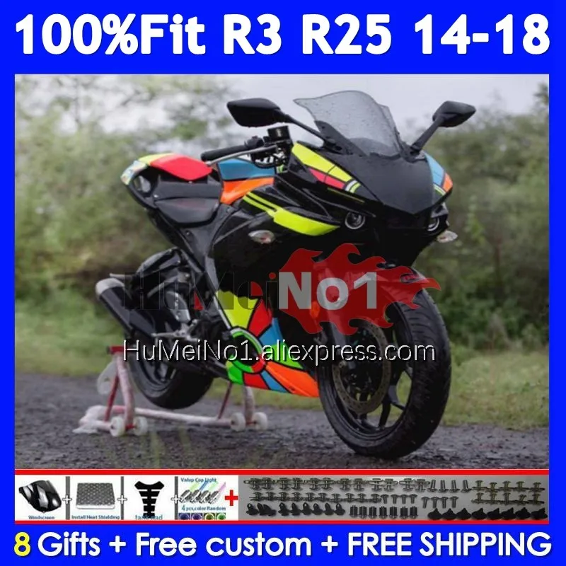 Body For YAMAHA YZF R3 R25 R 3 YZF-R3 YZFR25 373No.187 YZF-R25 YZFR3 2014 2015 2016 2017 2018 14 15 16 17 rainbow 18 Fairing