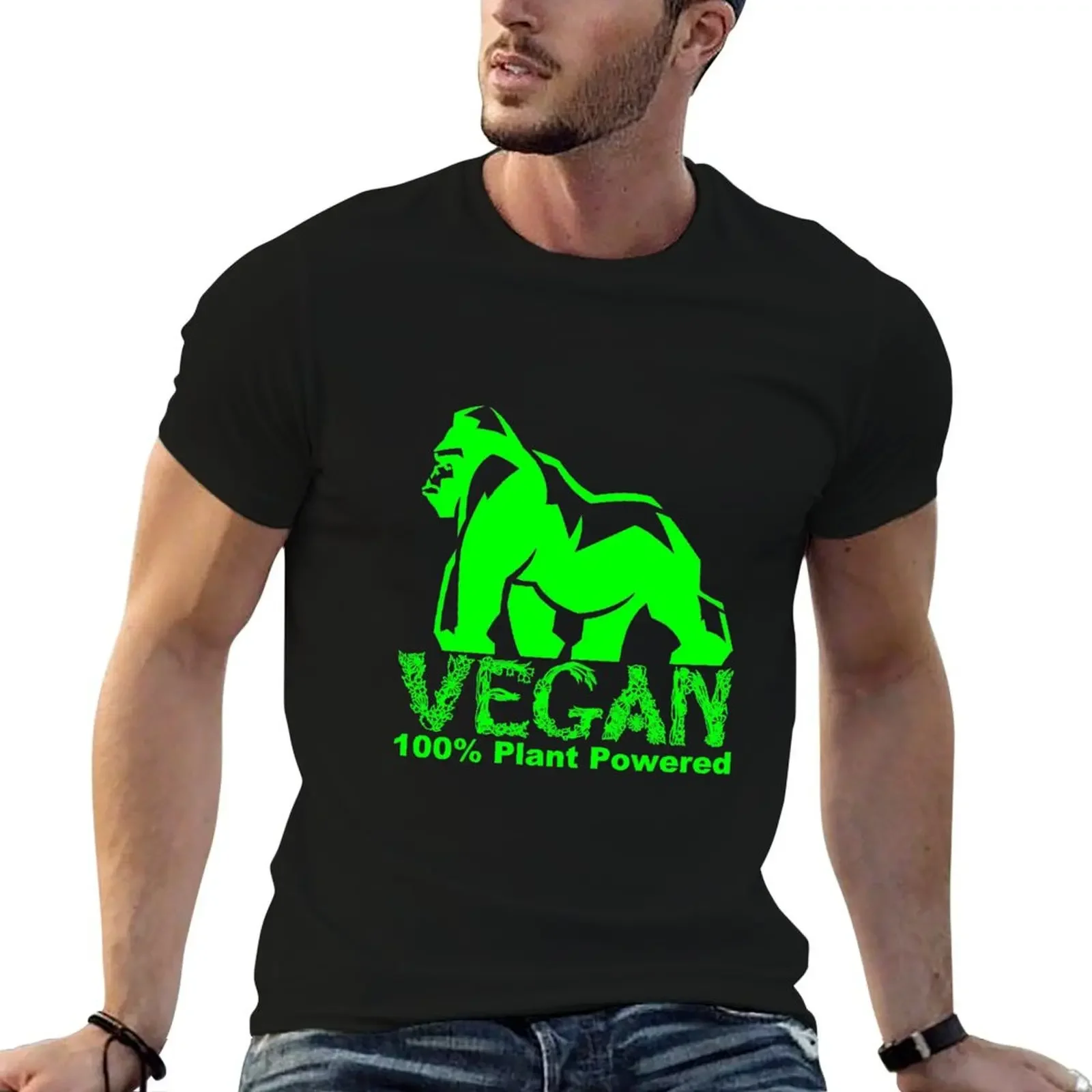 VEGAN 100% PLANT POWERED GORILLA T-Shirt graphic t shirts man clothes men clothing