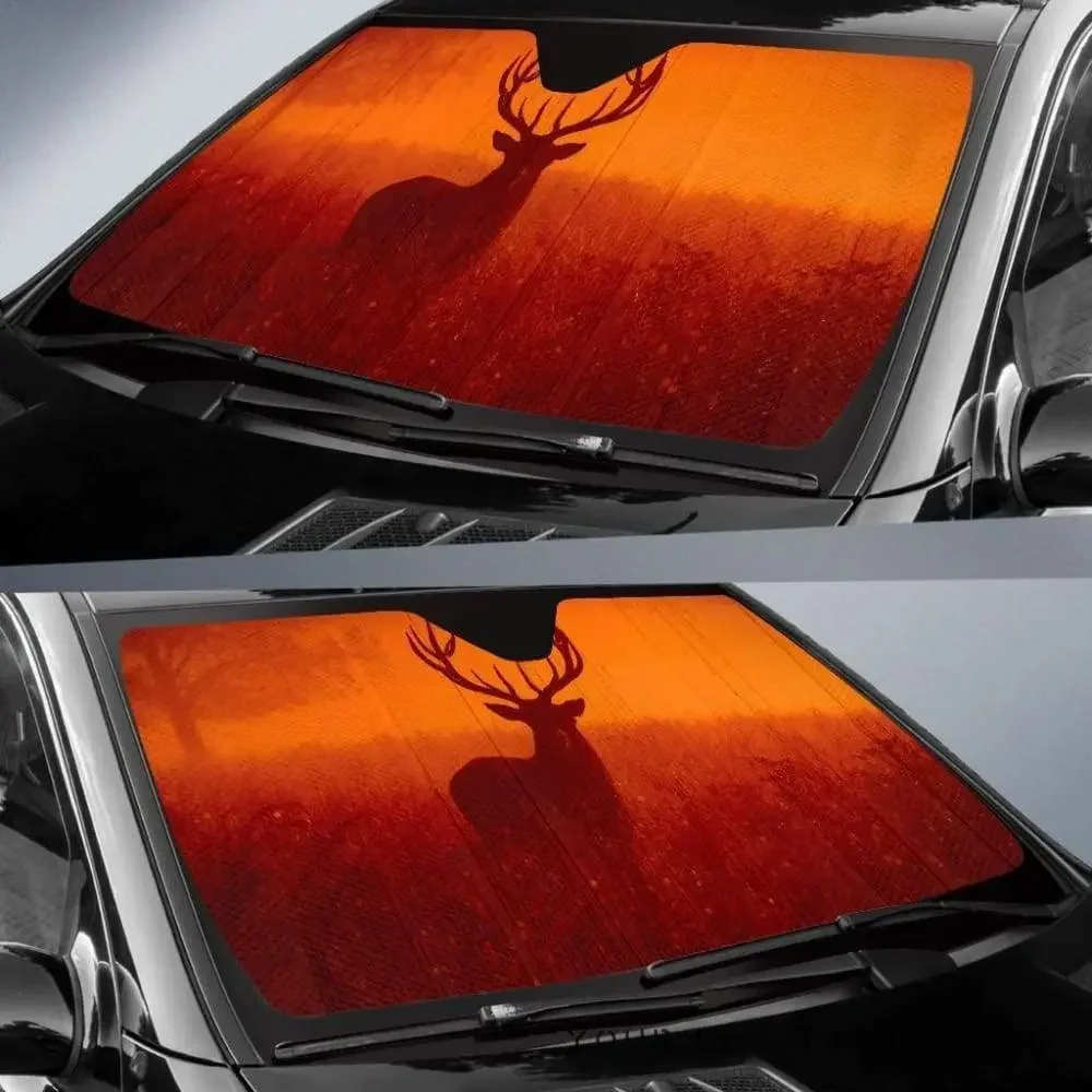 Reindeer silhouette fog fog image car sunshade UV sun protection windshield sun visor window sunshade