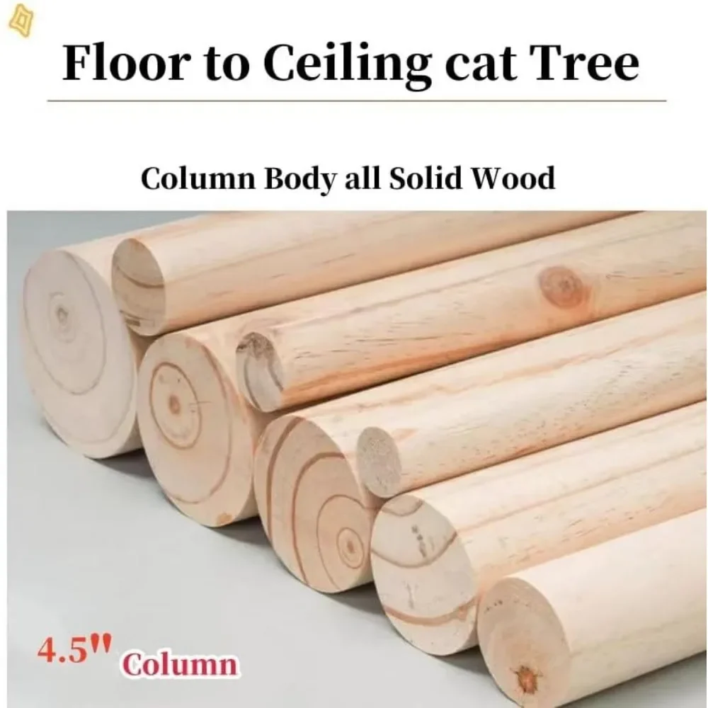 Wooden Large Cat Tree Floor To Ceiling,Cat Tower Height Adjustable,Floor To Ceiling Cat Tree,Wooden Cat Tree||