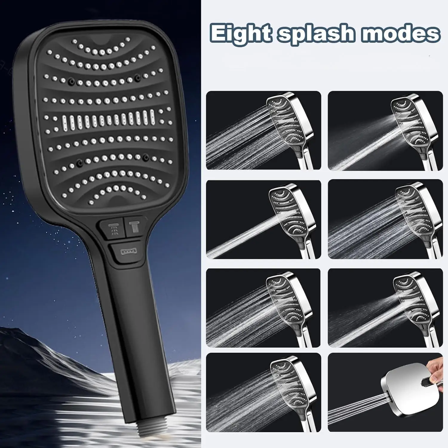 

12cm Bathroom Large Panel Shower Head with Filter High Pressure Water Saving Rainfall Showerhead Square Multifunctional Nozzle