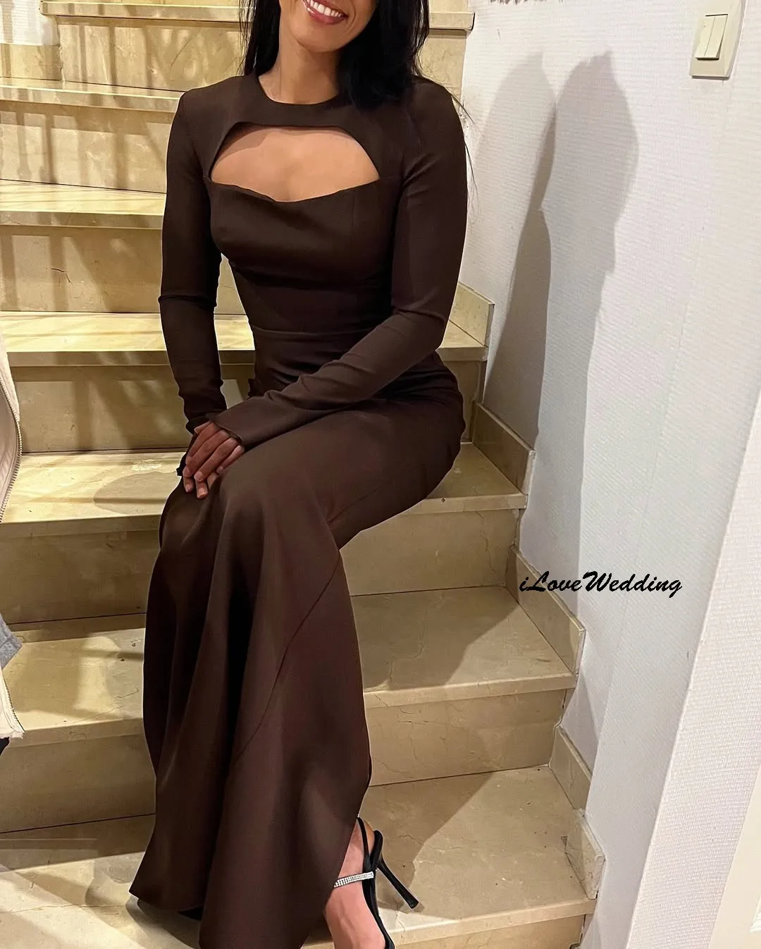 

Customized Long Sleeve Evening Dress 2025 Elegant Long Sleeve Prom Dress Mermaid Wedding Women Guest Dress For Gala Floor Length