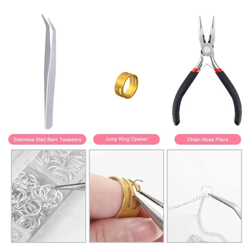 

for Cross Chain Set Chain Open Rings Lobster Clasps with Curved Tweezers and Pli N58F