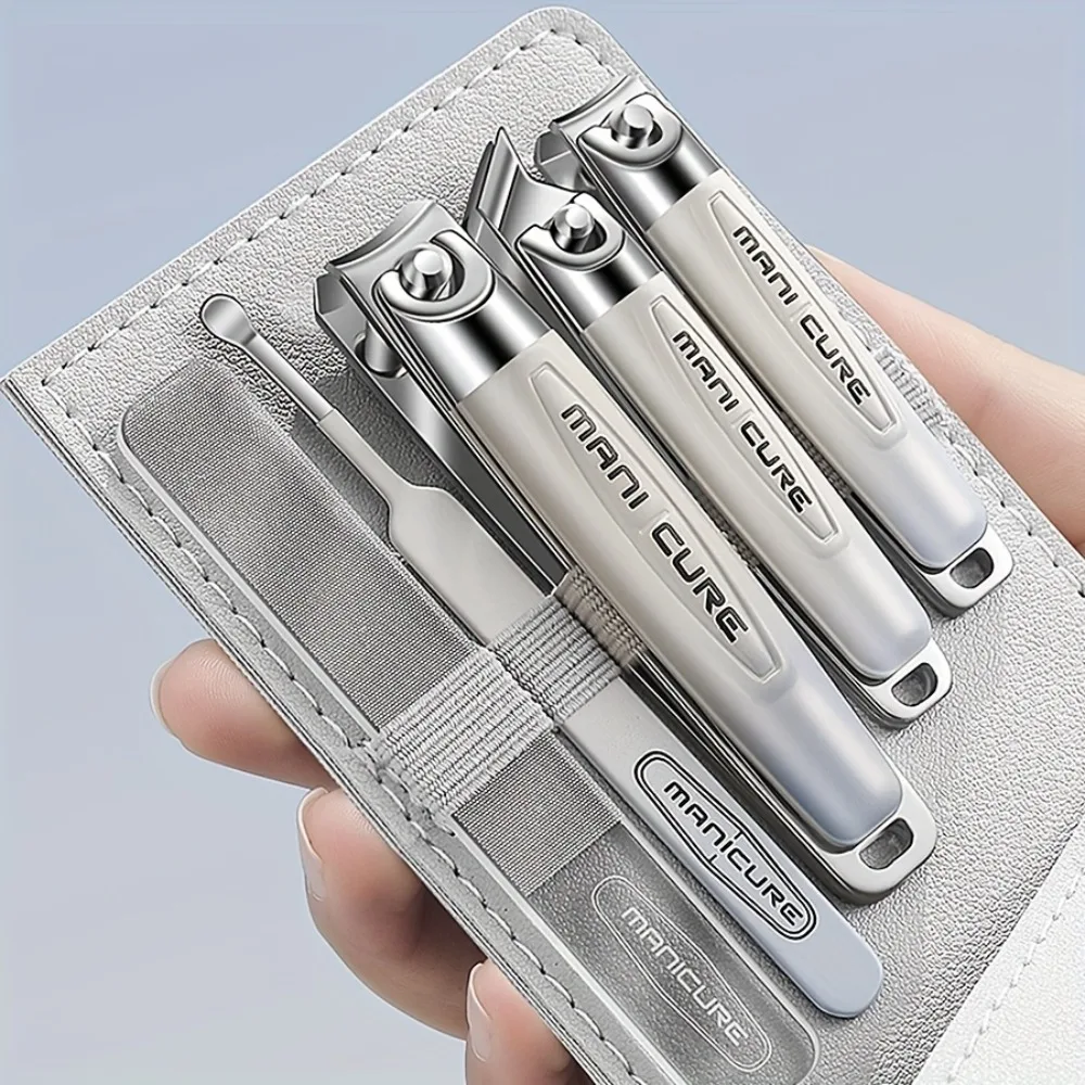 

5Piece Stainless Steel Nail Clippers Set Unisex Portable Manicure Pedicure Kit with Travel Case Ear Scoop for Men And Women