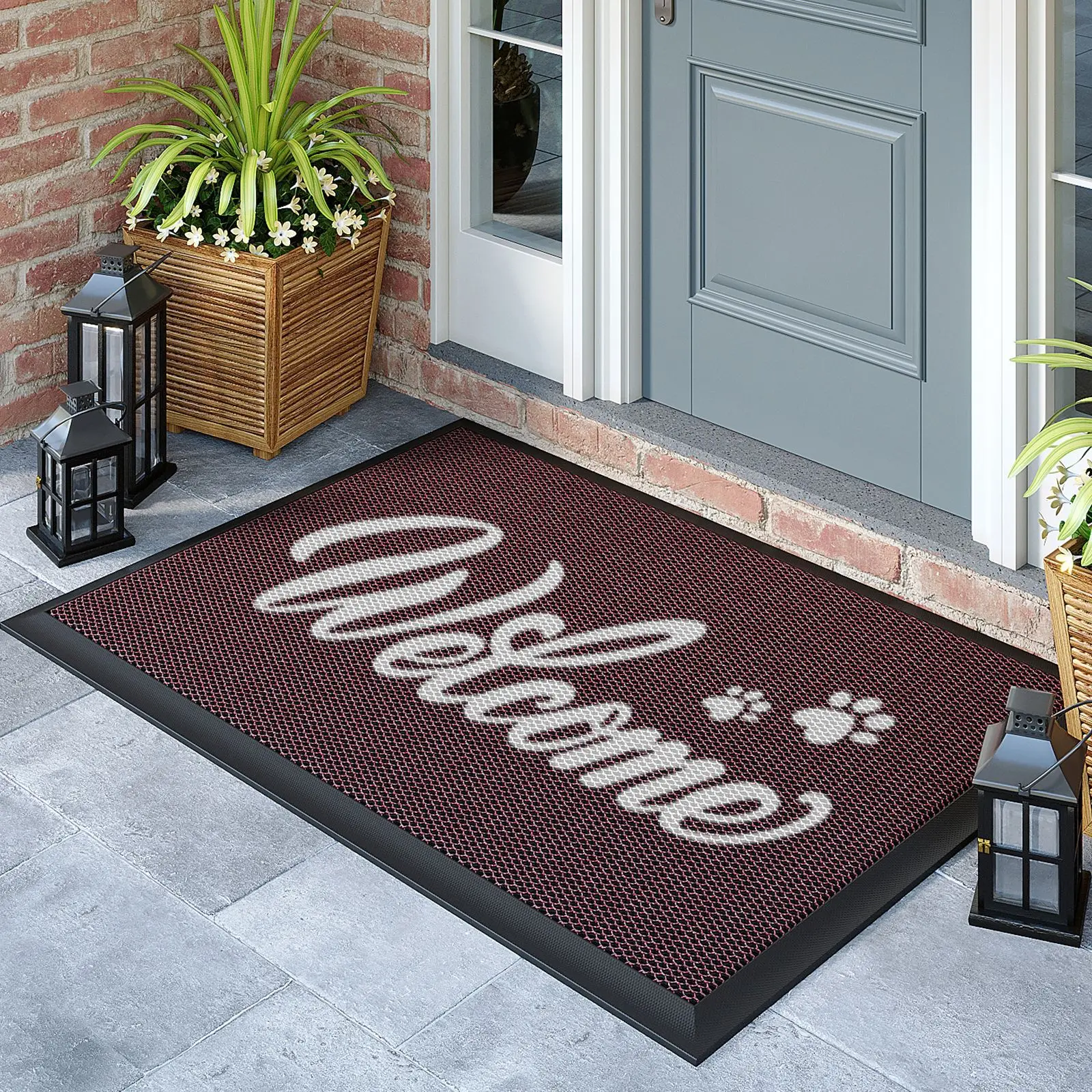 

Outdoor Door Mat for Entrance, Non-Slip Dirt-Catching Floor Mat, Waterproof & Sun-Resistant Welcome Carpet, Exterior Doorway Rug