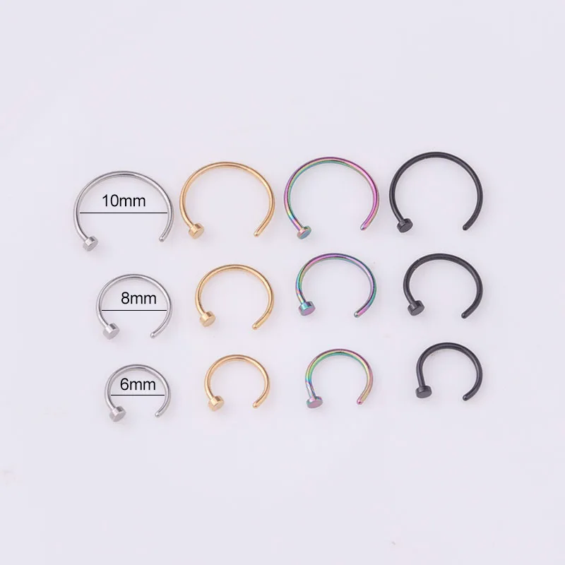 6pcs/lot Punk Jewelry Fake Nose Rings Hoop Lip Nose Rings C Shape Small Thin Non-Piercing Jewelry for Women Men view 4