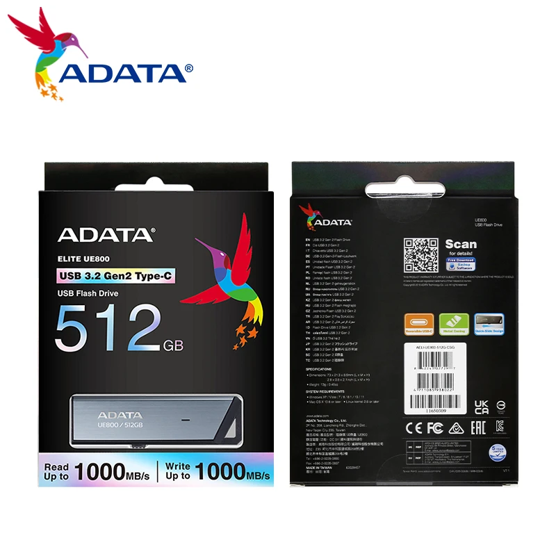 Imagem -06 - Adata Elite-disco Flash Usb Original Pendrive de Alta Velocidade Usb3.2 Gen Tipo-c Reed até 1000 mb s Ue800 Flash Drive