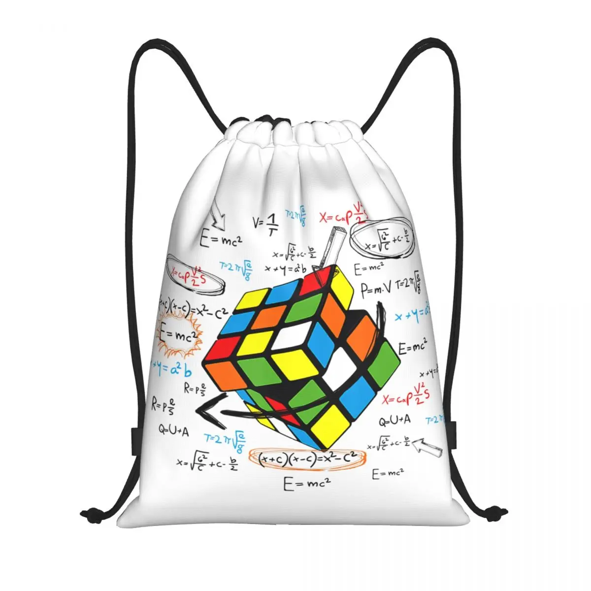 Math Rubix Rubixs Cube Drawstring Bag Women Men Foldable Sports Gym Sackpack Shopping Storage Backpacks