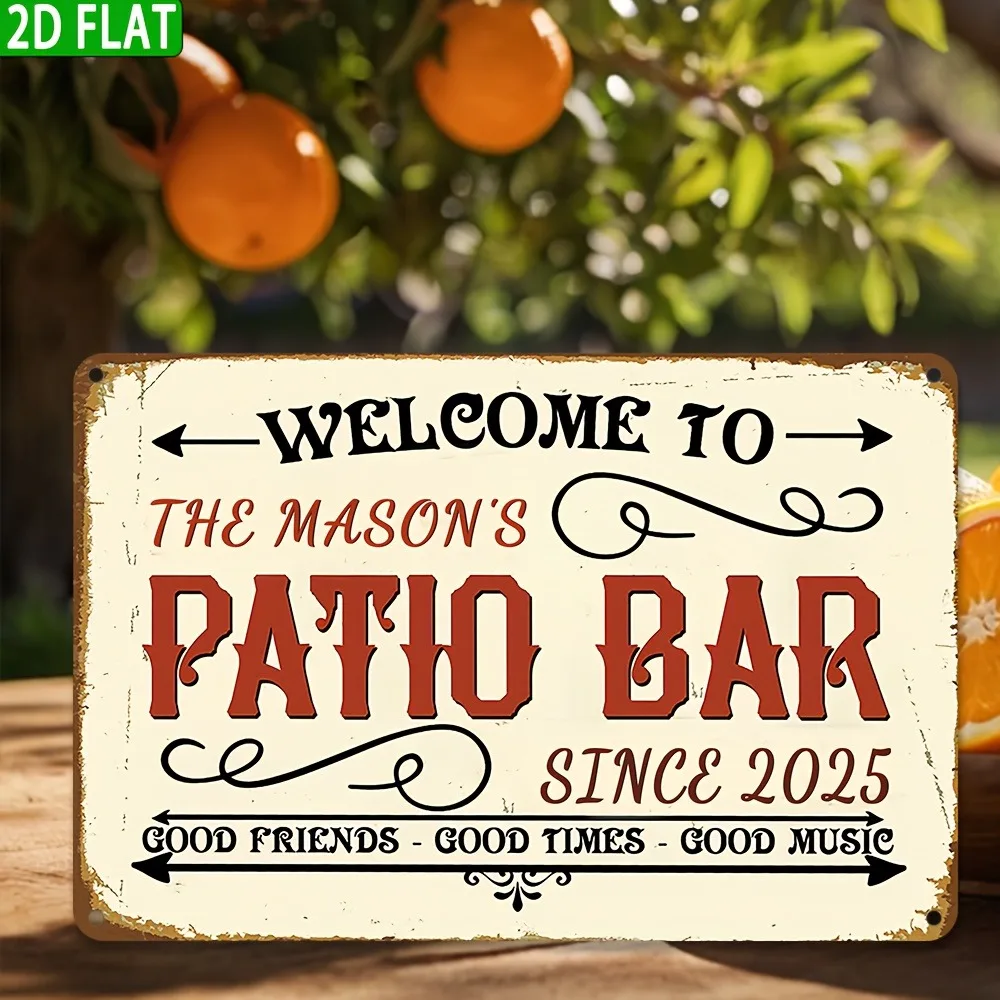 Custom 2D Aluminum Retro Wall Decor, Personalized Text Pattern, Home Office Bar Decor Only