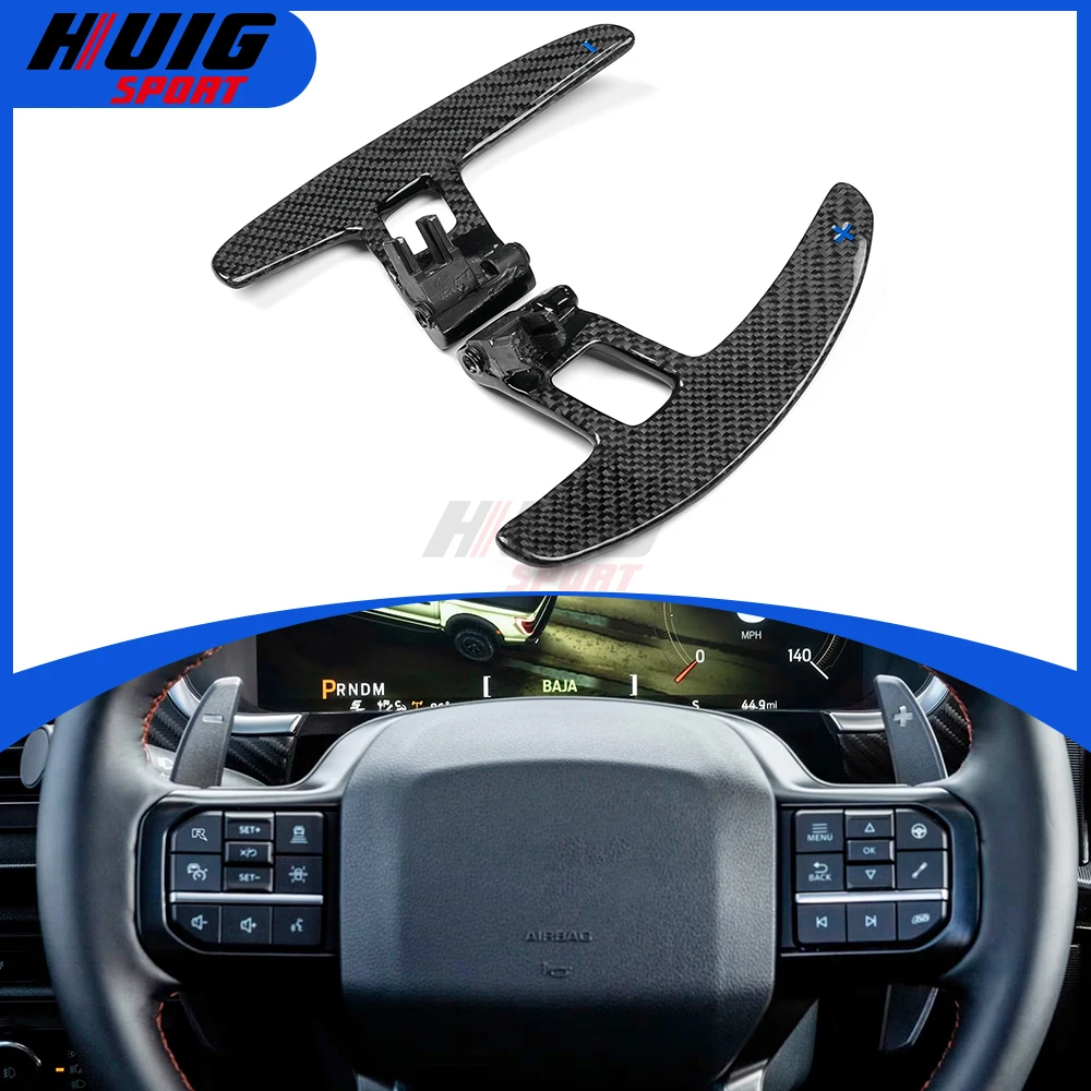 

Углеродное волокно, рычаг переключения передач, сменная накладка на руль переключения передач для Ford F-150 Raptor R Tremor Lariat 2021-2025