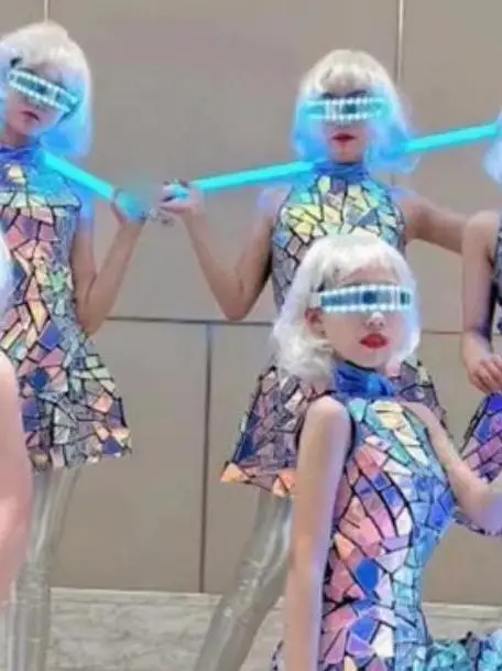 New Laser Mirror Dance Performance Outfit Stage DJ Singer Show Costume Glowing  DS Jazz Bar GOGO Nightclub Clothing
