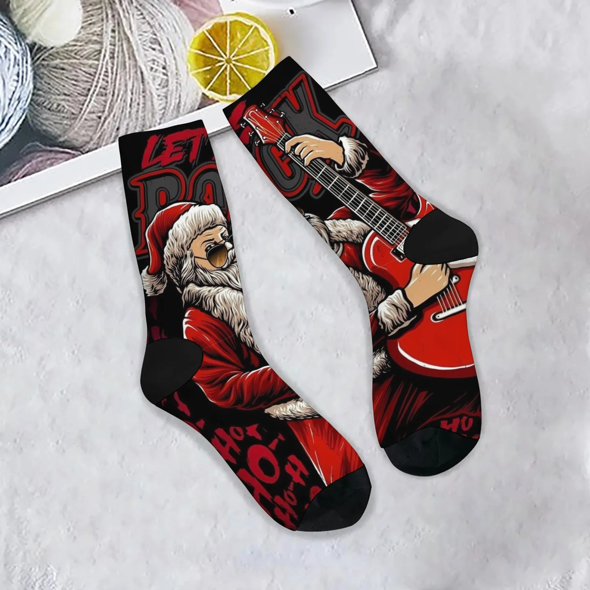 Crazy Rock Santa Neuheit Herrensocken Harajuku Stil Straße Hip-Hop Lustige Socken Bequeme warme Freizeitsocken Weihnachtsgeschenk