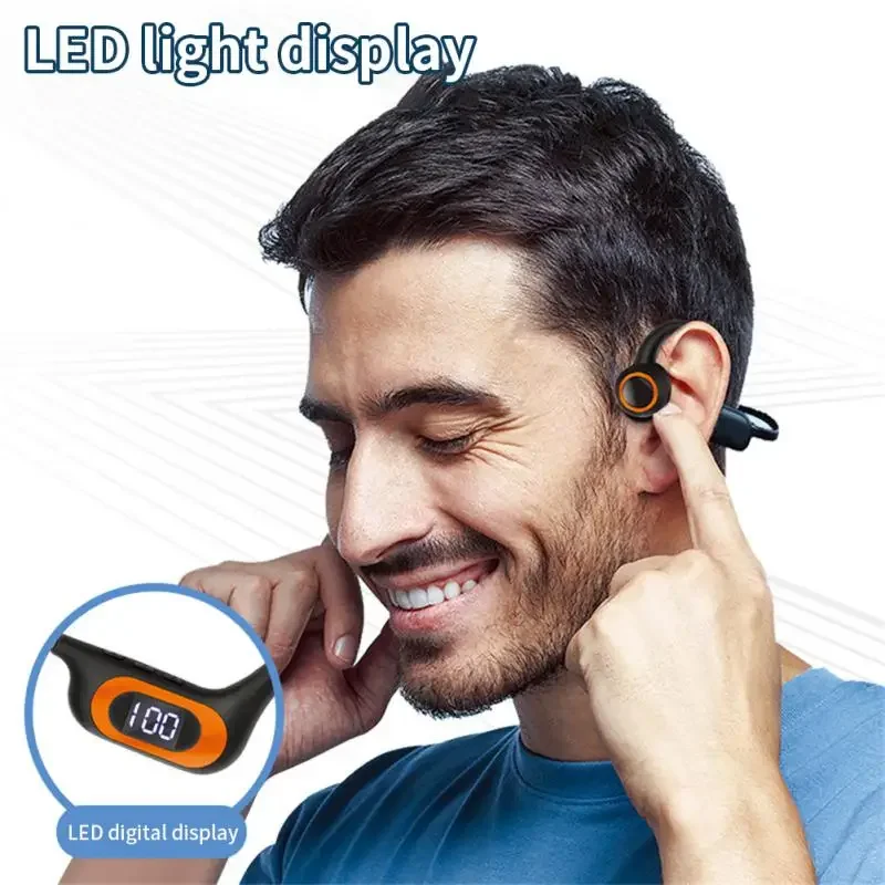 Bone Conduction Headphone Wireless Bluetooth 5.3 Earphone Outdoor Sport Earbud Headset with Mic for Android Ios Support SD Card