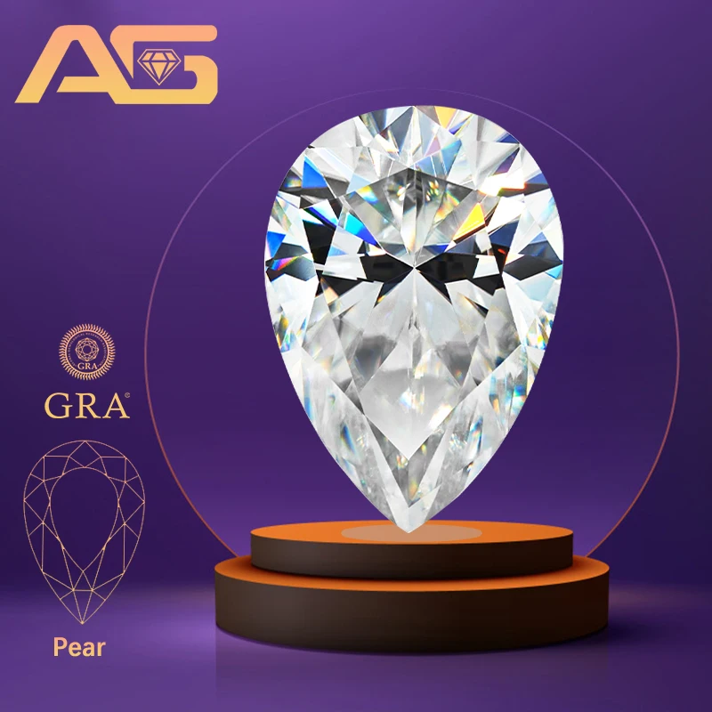 

Moissanite Stone Pear Cut Super White D Color VVS1 0.5-7.0ct Positive Pass Diamond Tester With GRA Certificate