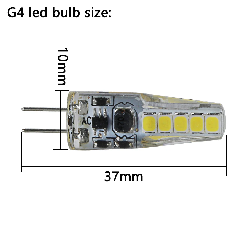 2pcs Bombilla G4 Mini Led Bulb Dimming 12v 24v 2W Dimmer Ac Dc 12 24 Volt Energy Saving Lamp Candle Silicone Chandelier Light