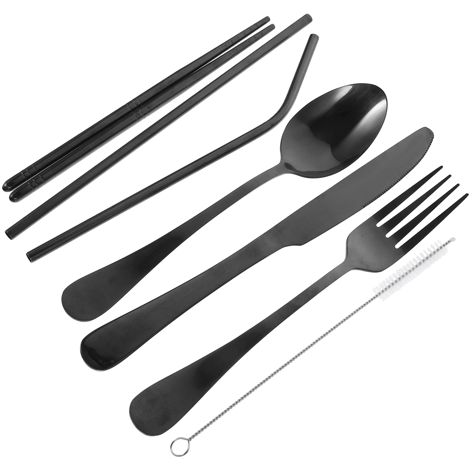 

Portable Cutlery Set Travel Chopsticks Stainless Steel Kitchen Utensils Western Restaurant Tableware Straws Spoons