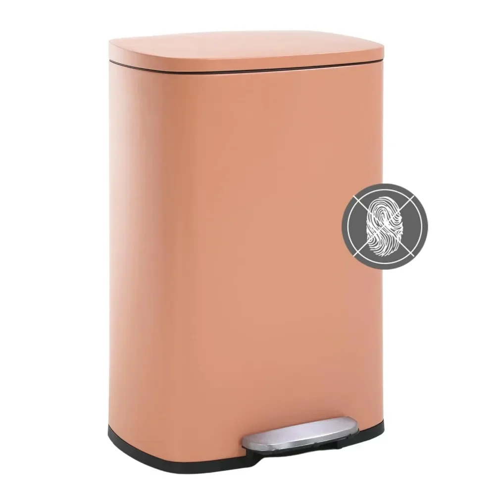 Trash Can, Garbage Can 13 Gallon/ 50L Stainless Steel Metal Bathroom Step Waste Bin for Home and Kitchen Waste and Recycling