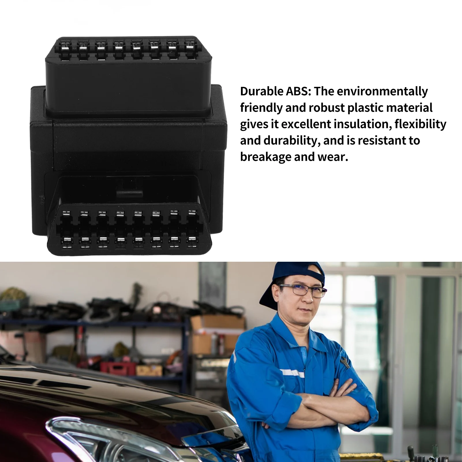 OBD2 Adapter 16 Pin Male to 2 Female Plug and Play Splitter Connector for Diagnostic Extender