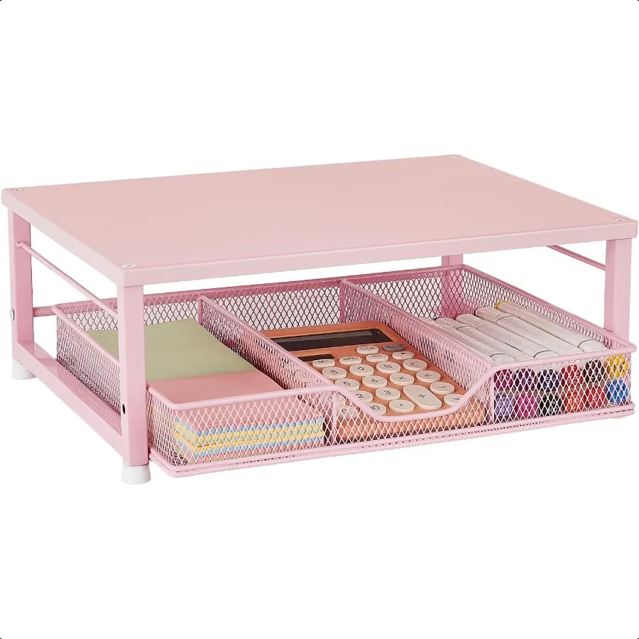 

Small Pink Laptop Stand for Desk Monitor Stand Office Desk Accories Computer Desktop Stand with Drawer for Home Office School P
