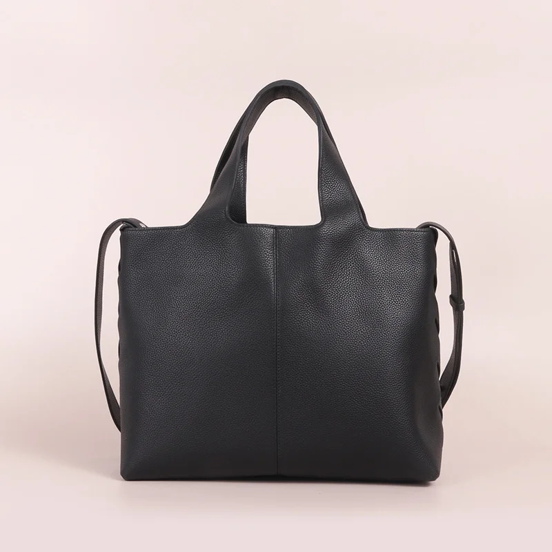 2026 Nieuwe Toplaag Koeienhuid Grote Capaciteit Draagtas Dames Eenvoudige Casual Geweven Crossbody Tassen High-End Lederen Commuter handtassen