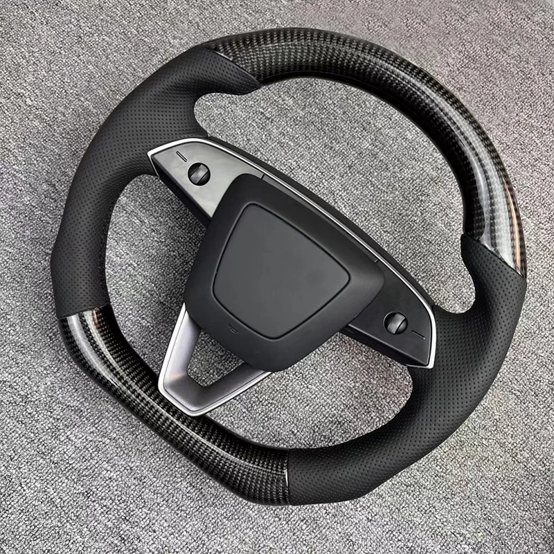 2024 New Model 3 Steering Wheel Heated Napa Leather Carbon fiber Modified Accessories for Tesla Model 3