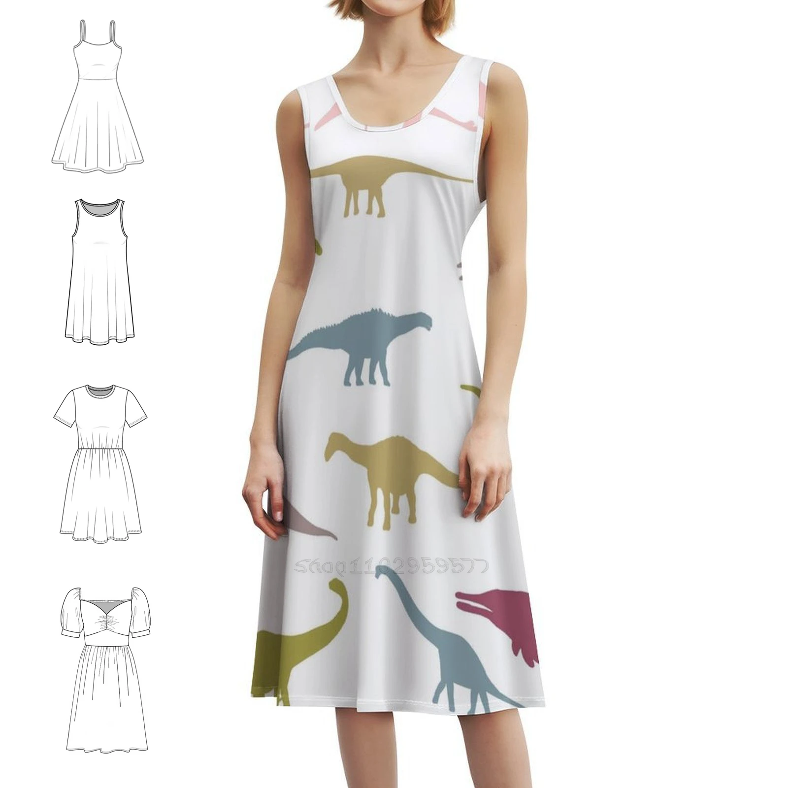 

Красочные милые динозавры, женская уличная одежда, праздничное платье, модная клубная одежда с принтом для женщин, узор динозавра, динозавра