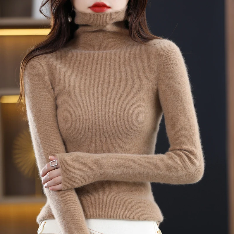 

New knitted bottoming shirt in autumn and winter turtle neck 2023 explosions solid color slim wool fir.