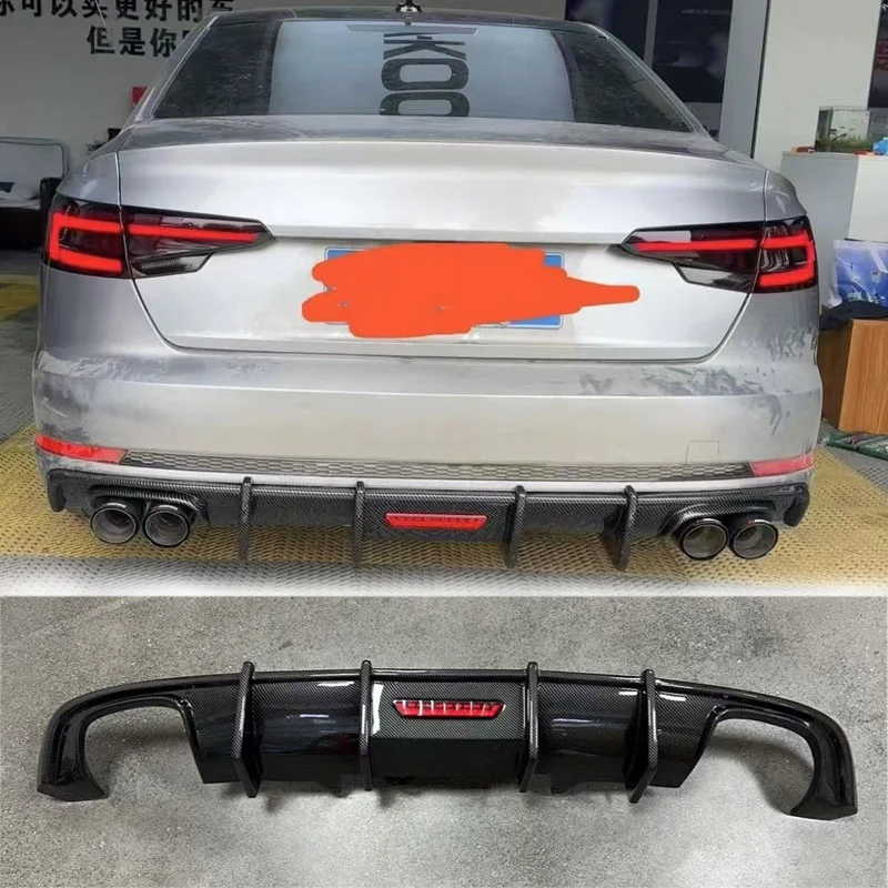 Rear Lip For Audi A4 S4 B9 2017 2018 2019 Glossy Black Carbon Fiber Pattern Tail Lip Standard Sport Version Accessories