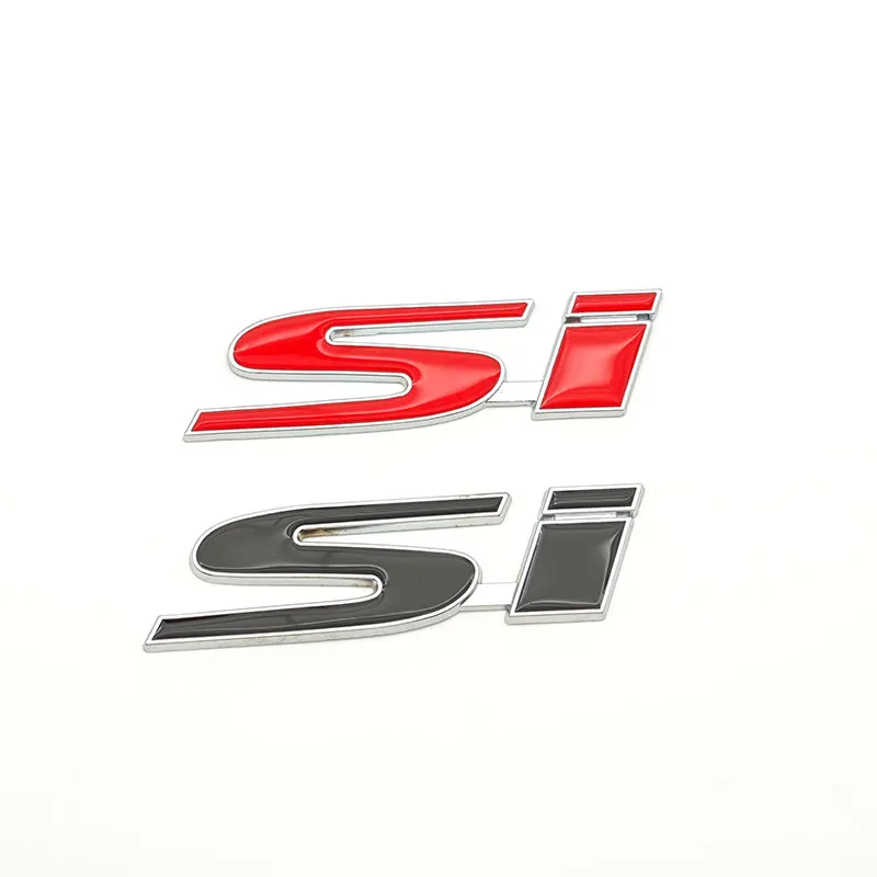 Insignia con logotipo de letras de Metal 3D, emblema adhesivo para maletero trasero de coche, rojo y negro, accesorios para automóviles Honda Si Civic