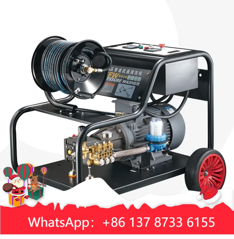 

Industrial Heavy-duty High-pressure Drain Pipe Cleaning Machine Electric Sewer Spray Cleaning Machine With High-flow Pump