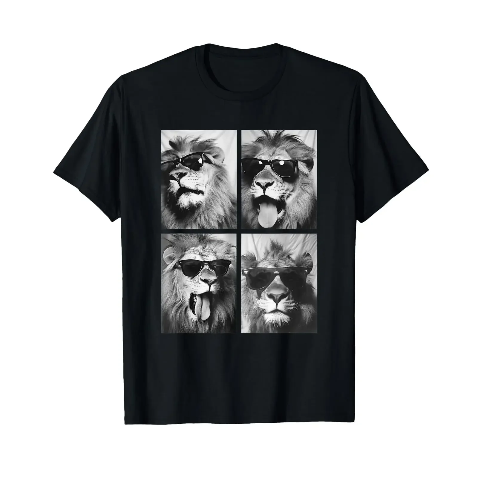 Cute Lions with Sunglasses Cool Lion Animals Photo Booth T Shirt vintage Washed graphic Versatile Stylish Casual Comfortable