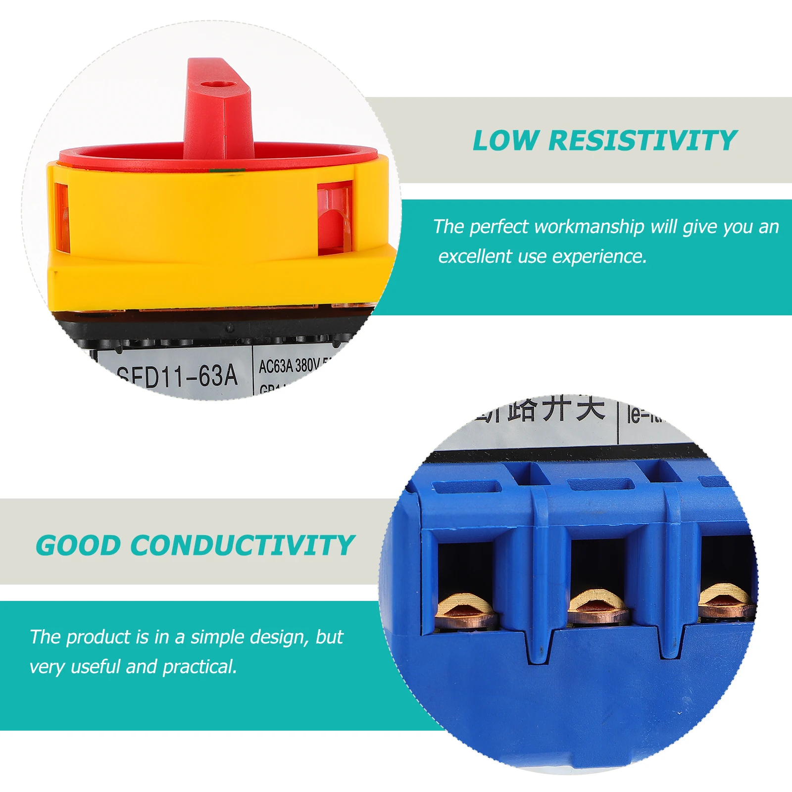 

3 Poles Rotary Switch On-Off Changeover Circuit Breaker Universal Plastic for Air Conditioner Water Pump Motor