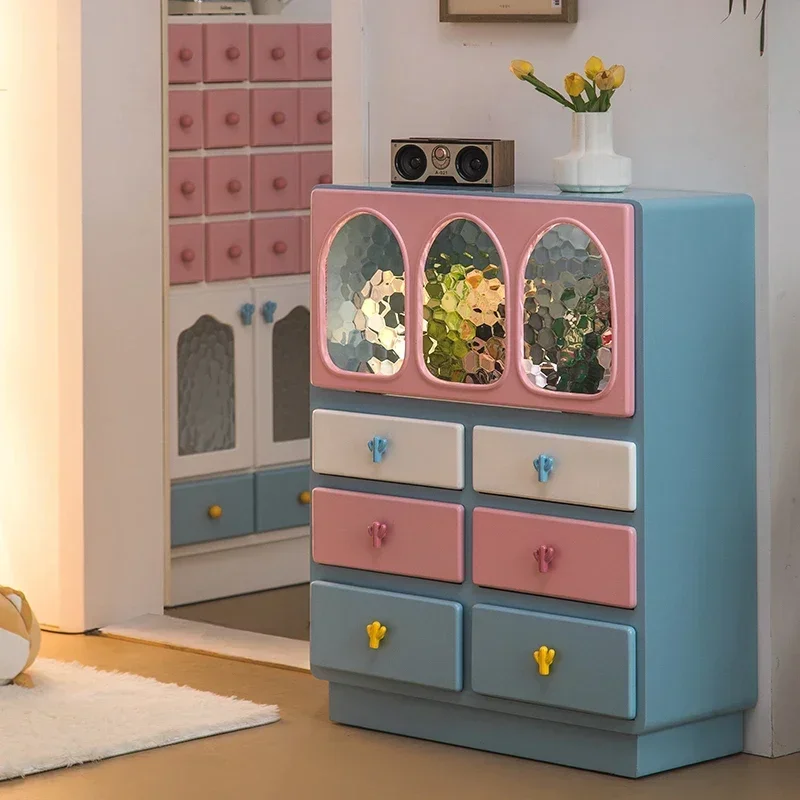 

Modern minimalist foyer cabinet, bedroom, living room, dopamine painted storage cabinet, foyer, wall decoration